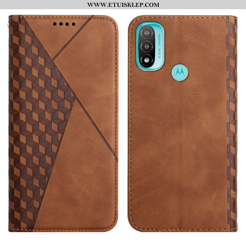 Etui Na Telefon do Moto E40 / E30 / E20 Etui Folio Efekt Geo Skóry